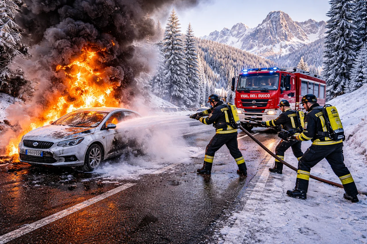 Auto in fiamme tra Ceva e Nucetto: intervento Vigili del Fuoco